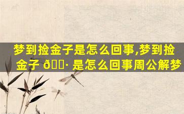 梦到捡金子是怎么回事,梦到捡金子 🌷 是怎么回事周公解梦